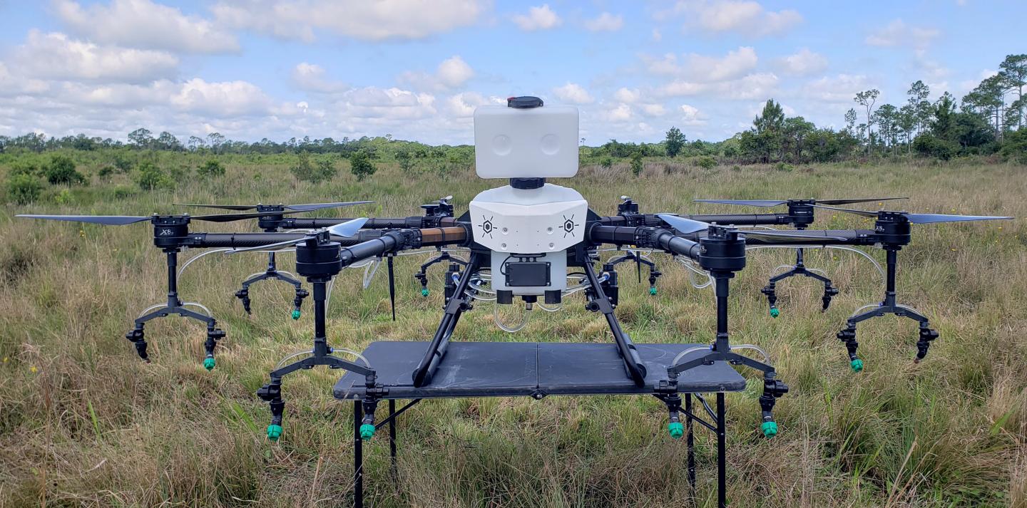 Drone used to treat invasive plants on WRE easements in Florida.