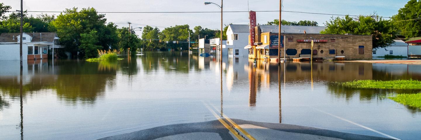 Flooding in a small town