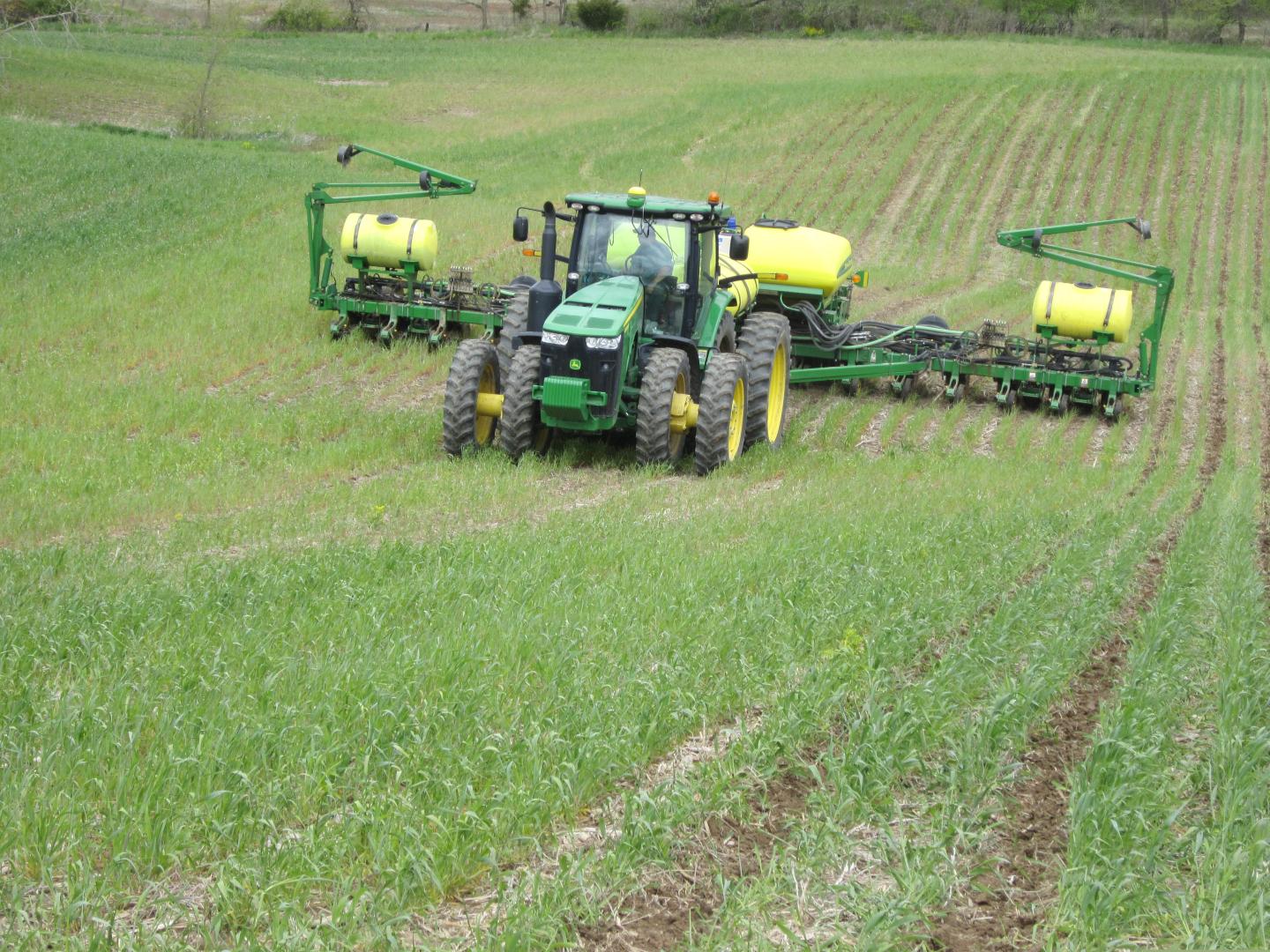 Greg Woll applies nutrients to his no-till corn field in Indiana. 