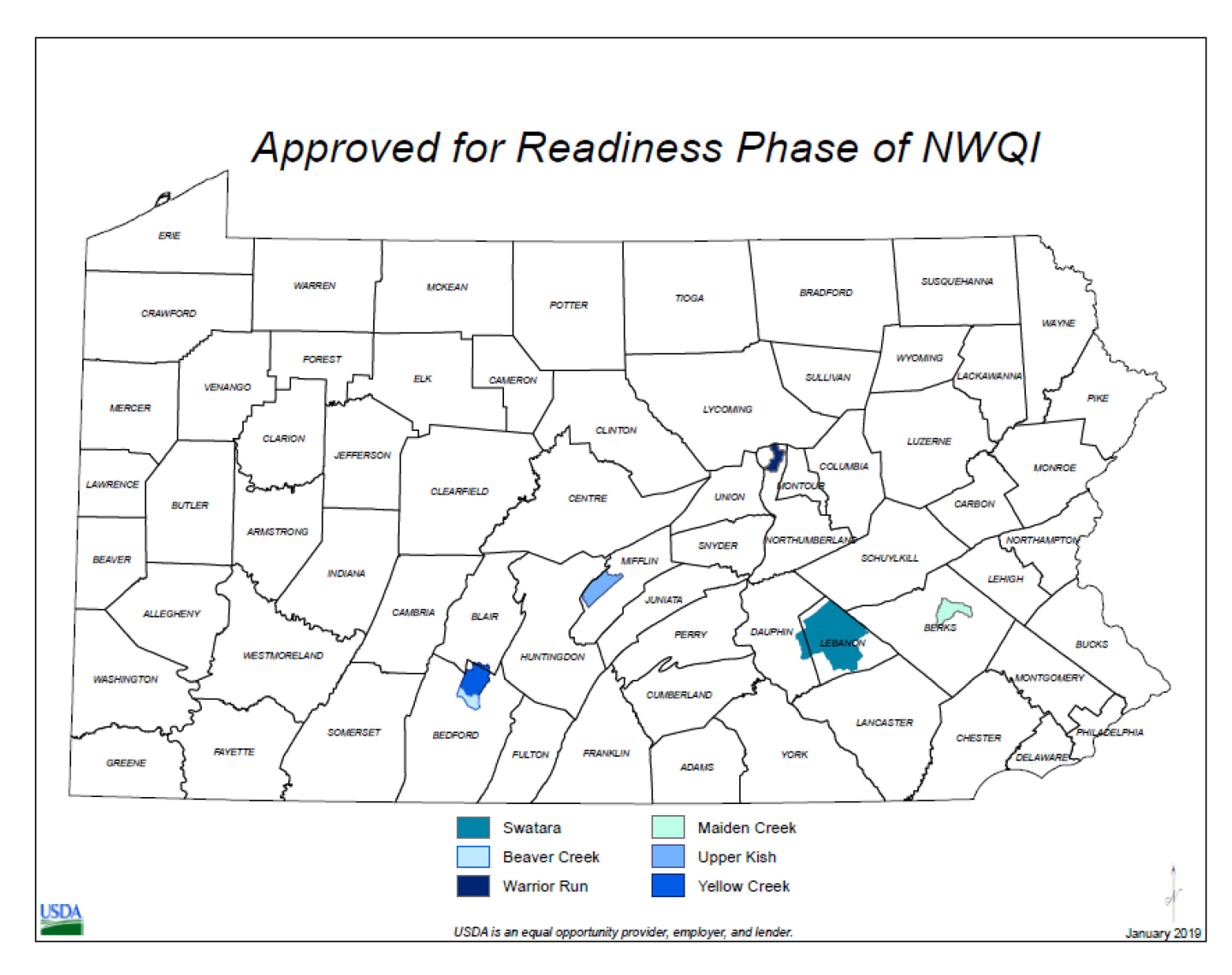 Map of watersheds approved for Readiness Phase of NWQI