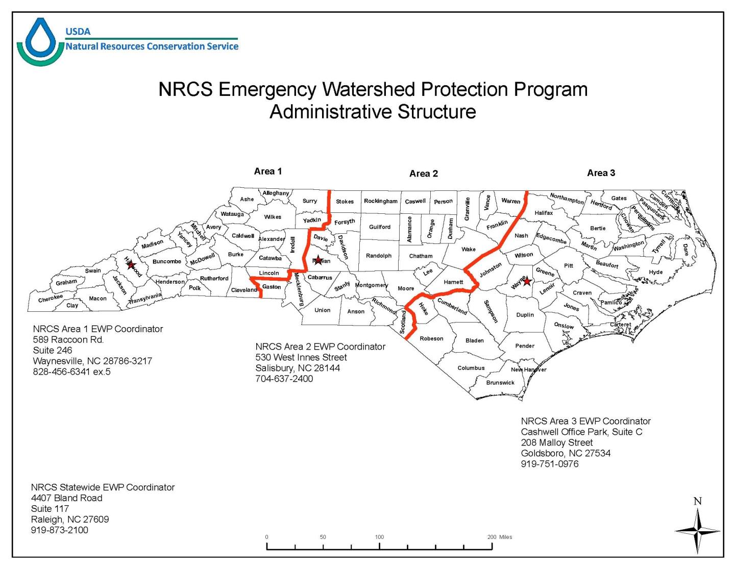 Administrative Structure for the Emergency Watershed Protection Program in N.C 