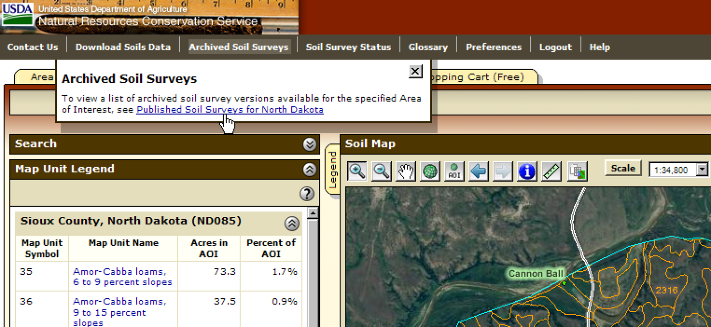 Archived Soil Surveys are available from a link on the main navigation bar.
