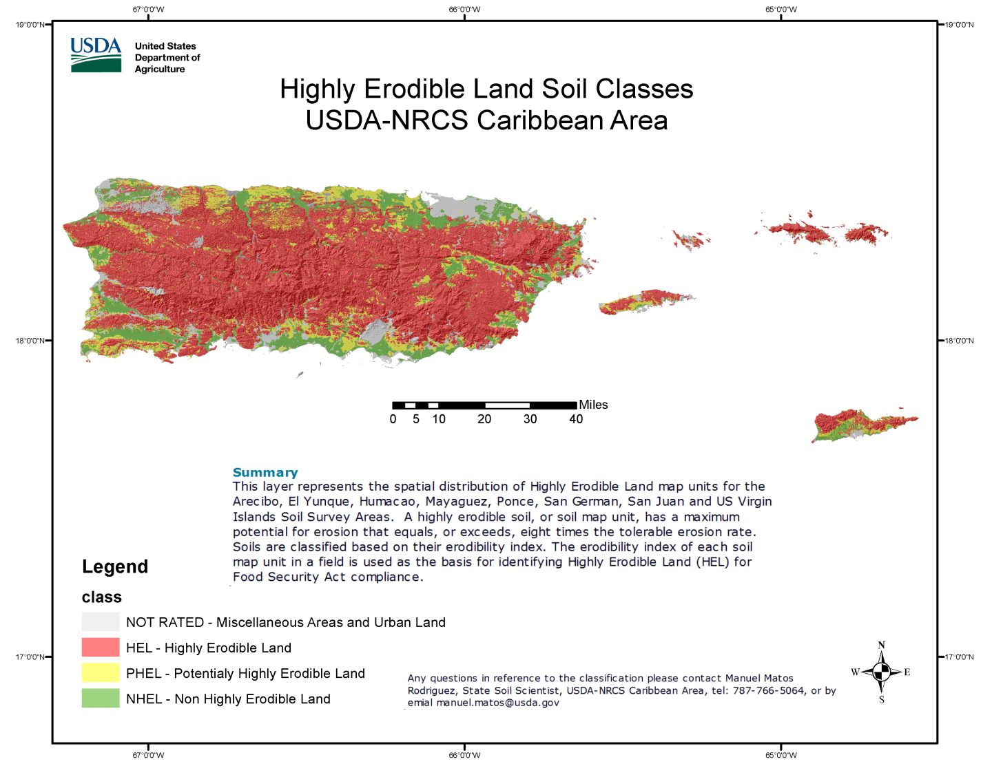Caribbean Area Highly Erodible Land (HEL) Summary Map - 2020