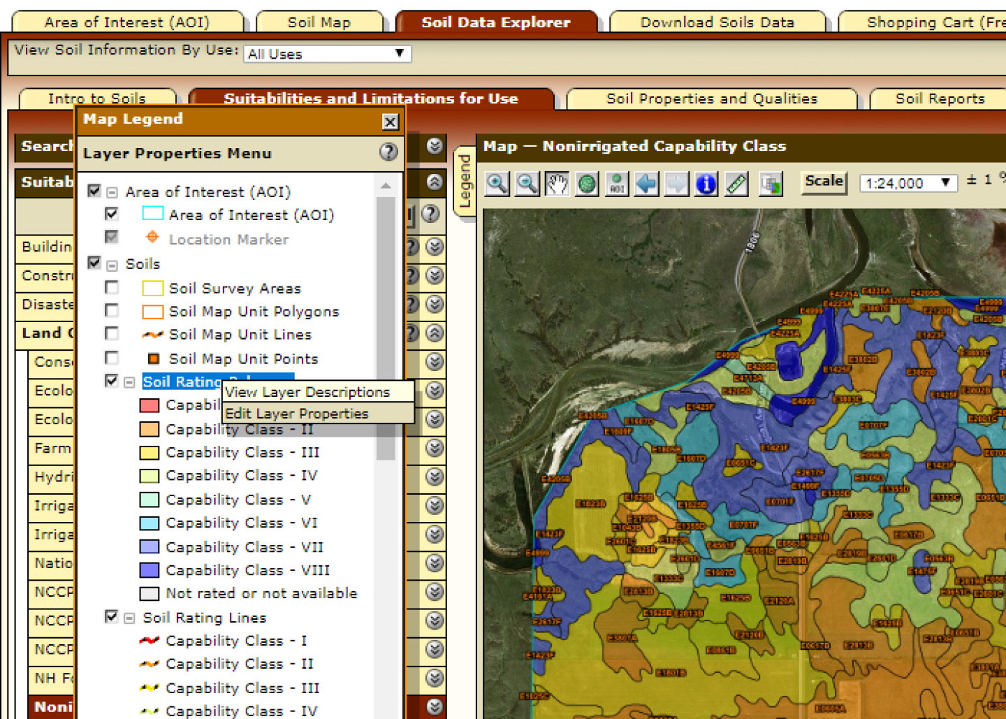 Select Edit Layer Properties within the Soil Ratings layer. 