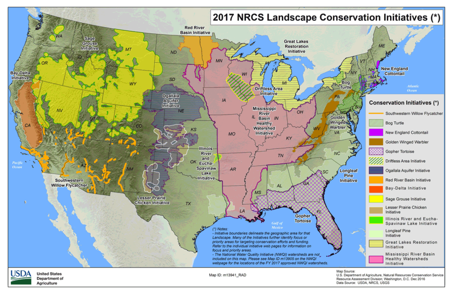 Map of 2017 NRCS Landscape Conservation Initiatives