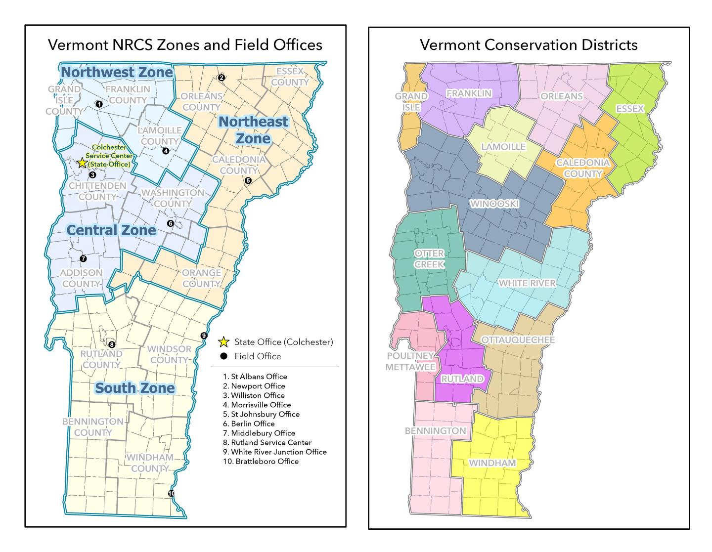 County Service Center and District Map