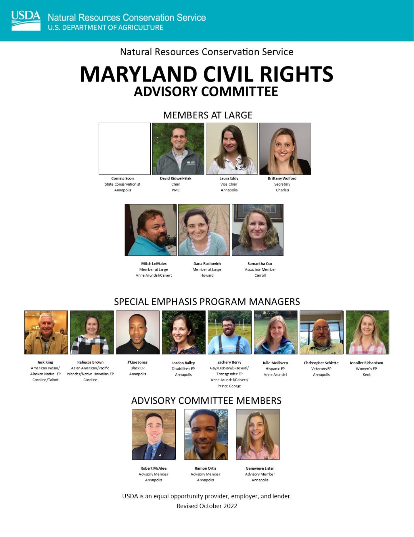 Poster with photos of CRAC members