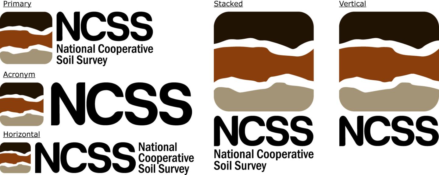 Five National Cooperative Soil Survey logo configurations are available.