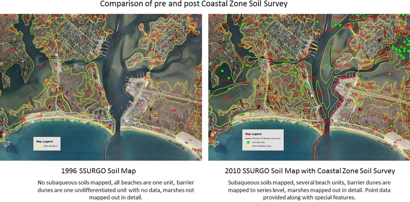 Comparison of Pre and Post Coastal Zone Soil Survey.