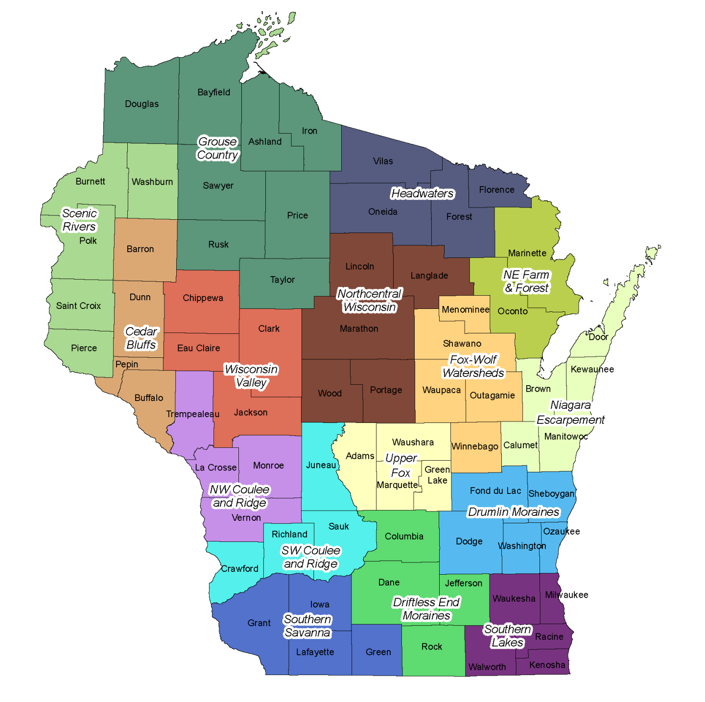 Wisconsin Local Working Groups Map