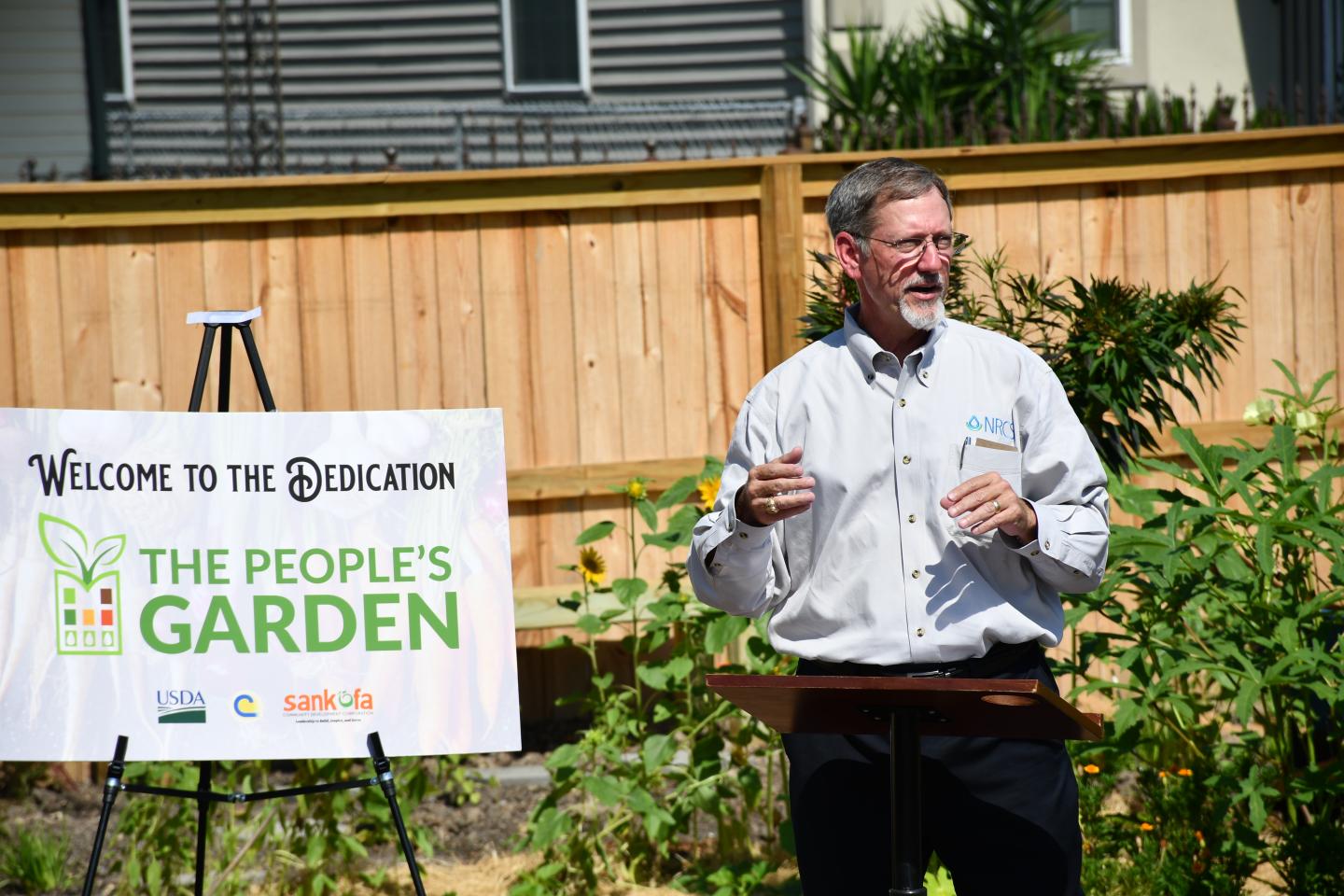 Louisiana State Conservationist Chad Kacir presenting at People's Garden Dedication