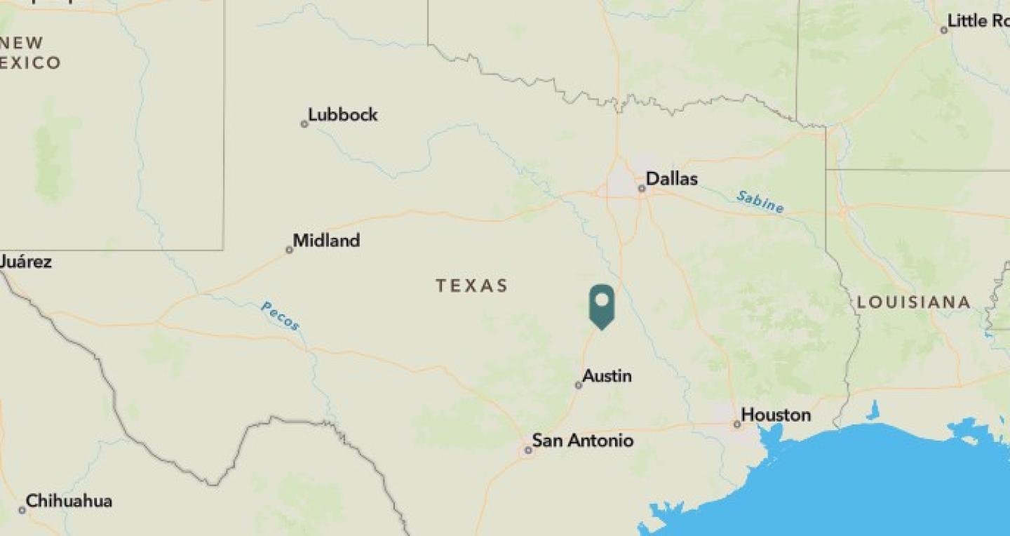 Map showing pindrop of where Dice Grove Farms is located in Bell County, Texas.