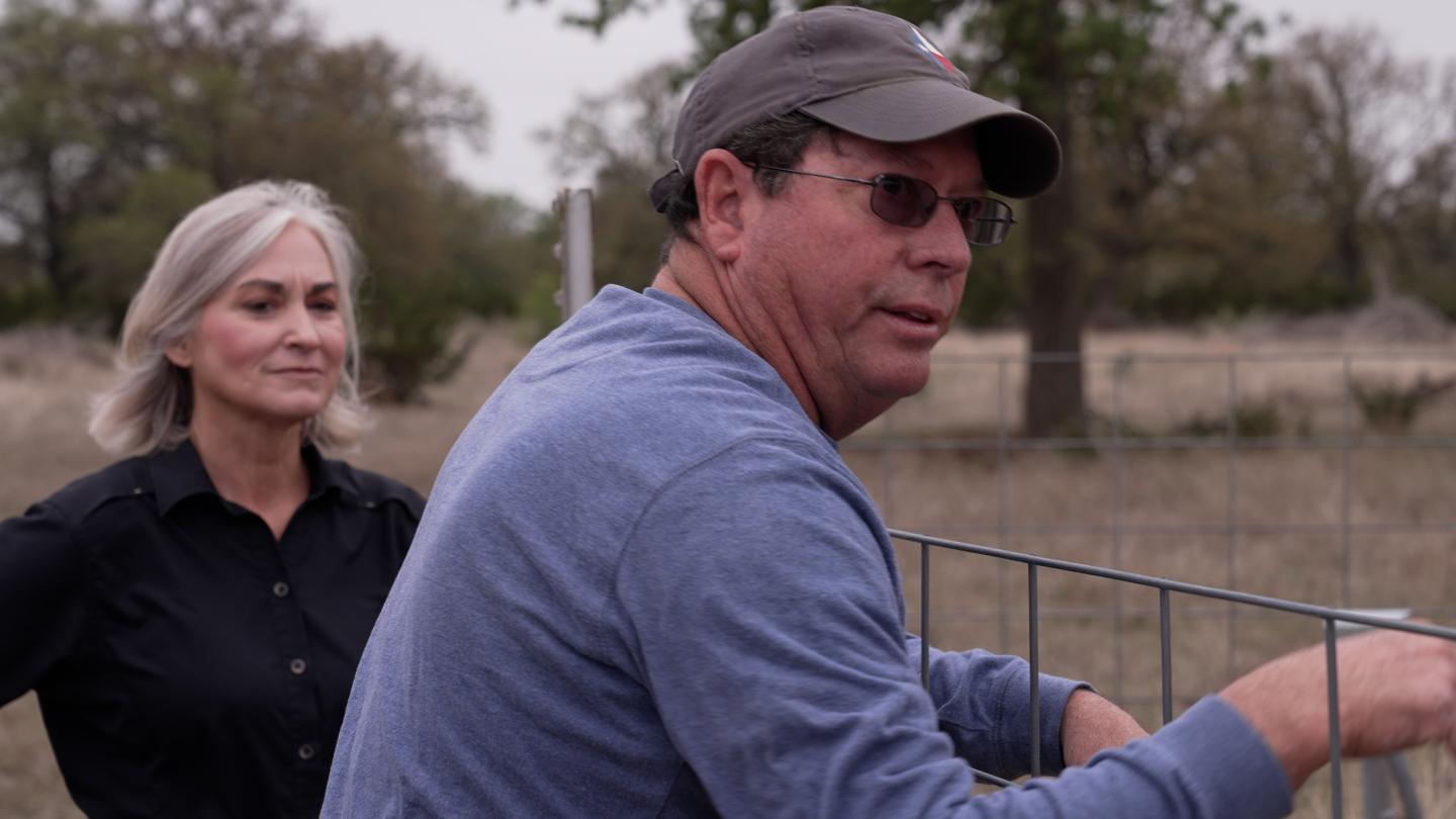 Les Short (forefront), owner and operator of the L Cross Ranch and NRCS District Conservationist in Bandera, Rebecca Svoboda (background), work together to keep this piece of the Texas Hill Country functioning correctly through conservation practices.