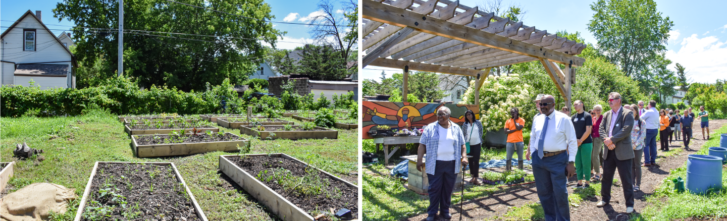 Chief Cosby tours the Victory Garden, led by Dr. Sandra Jones.
