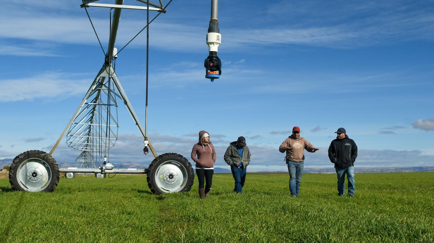 Jenn Eatwell, NRCS Soil Conservationist, Fidel Cruz, Jamie Garcia, owner/operator, Lars Santana, NRCS District Conservationist