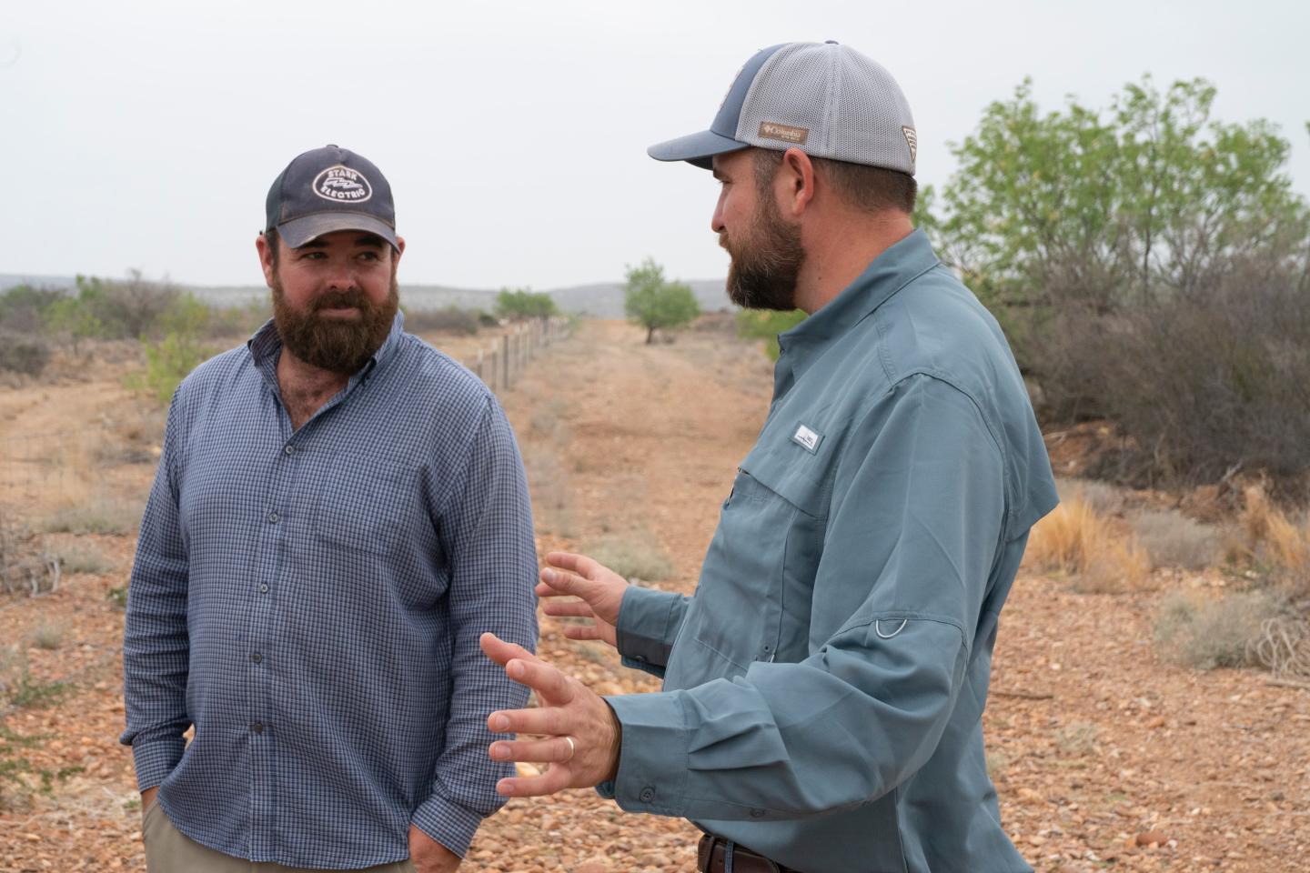 Ranch manager Houston Dobbins and NRCS employee Reagan Gage discuss current conservation activities being implemented on the property. Collaboration on conservation plans between cooperators and the NRCS make the result the best option available for both the land and the producer.