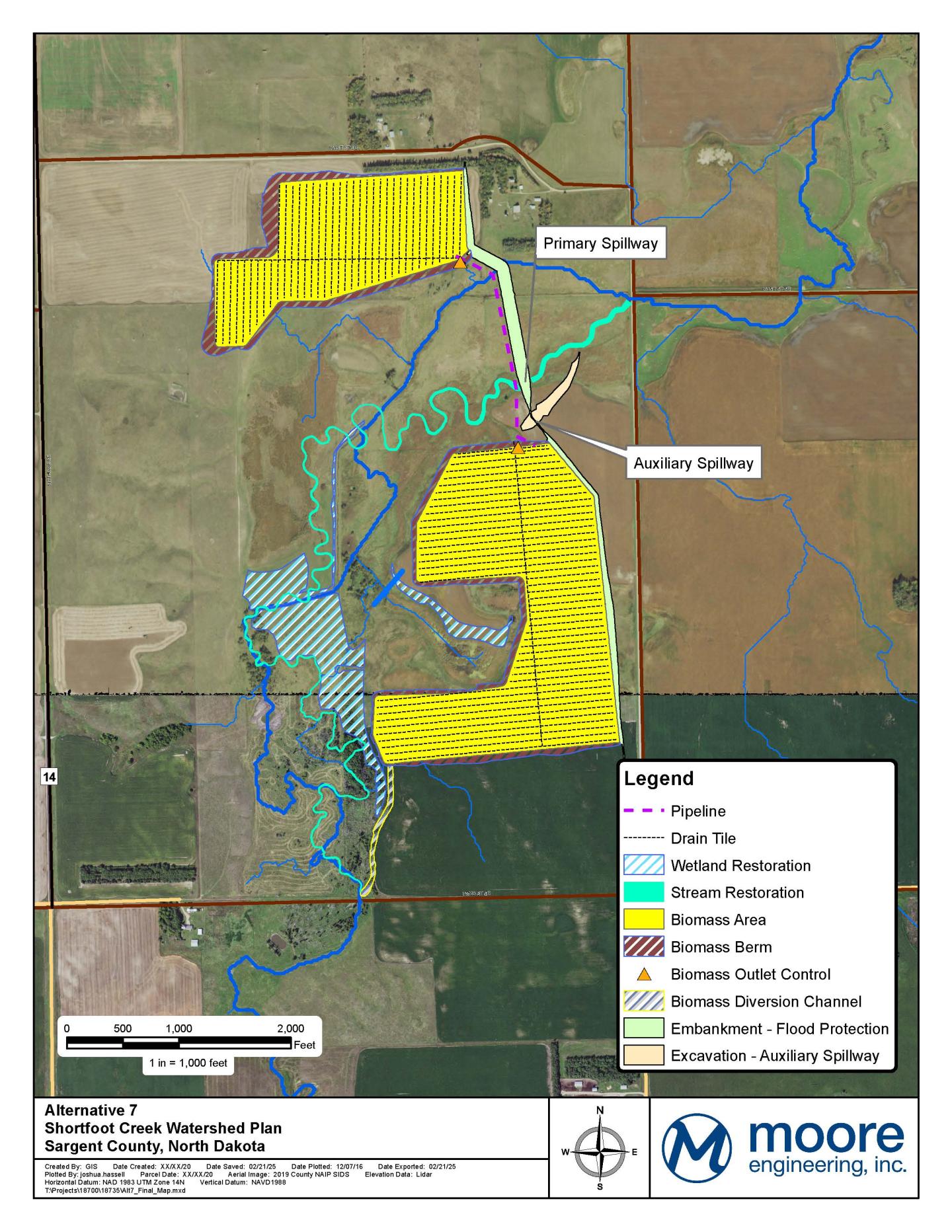 Map depicting proposed project features