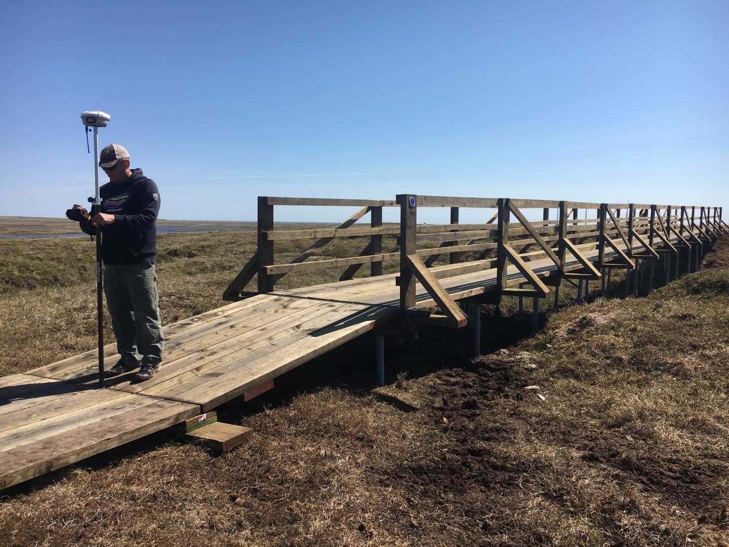 NRCS engineer Jeff Oatley at the Hooper Bay Trail. NRCS photo.