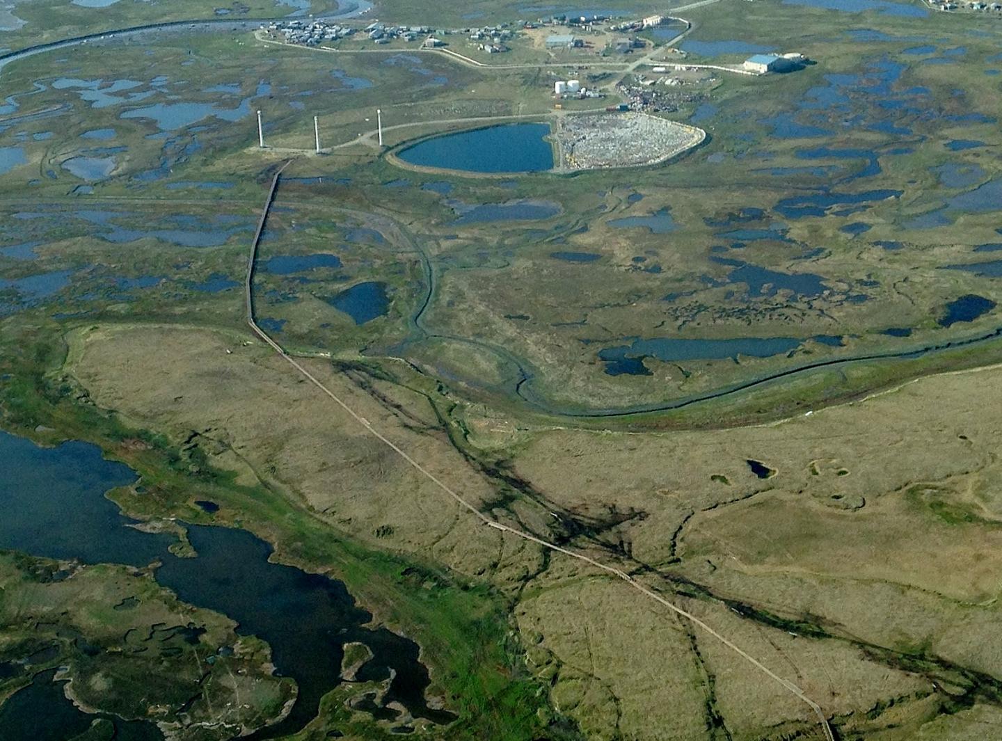 Aerial view of the Hooper Bay Trail project