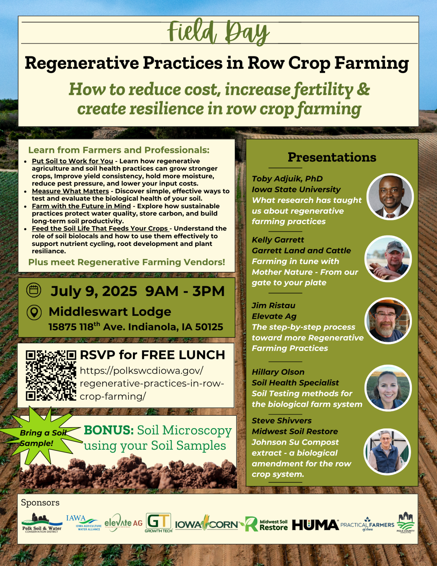 Regenerative Practices in Row Crop Farming Event Flyer