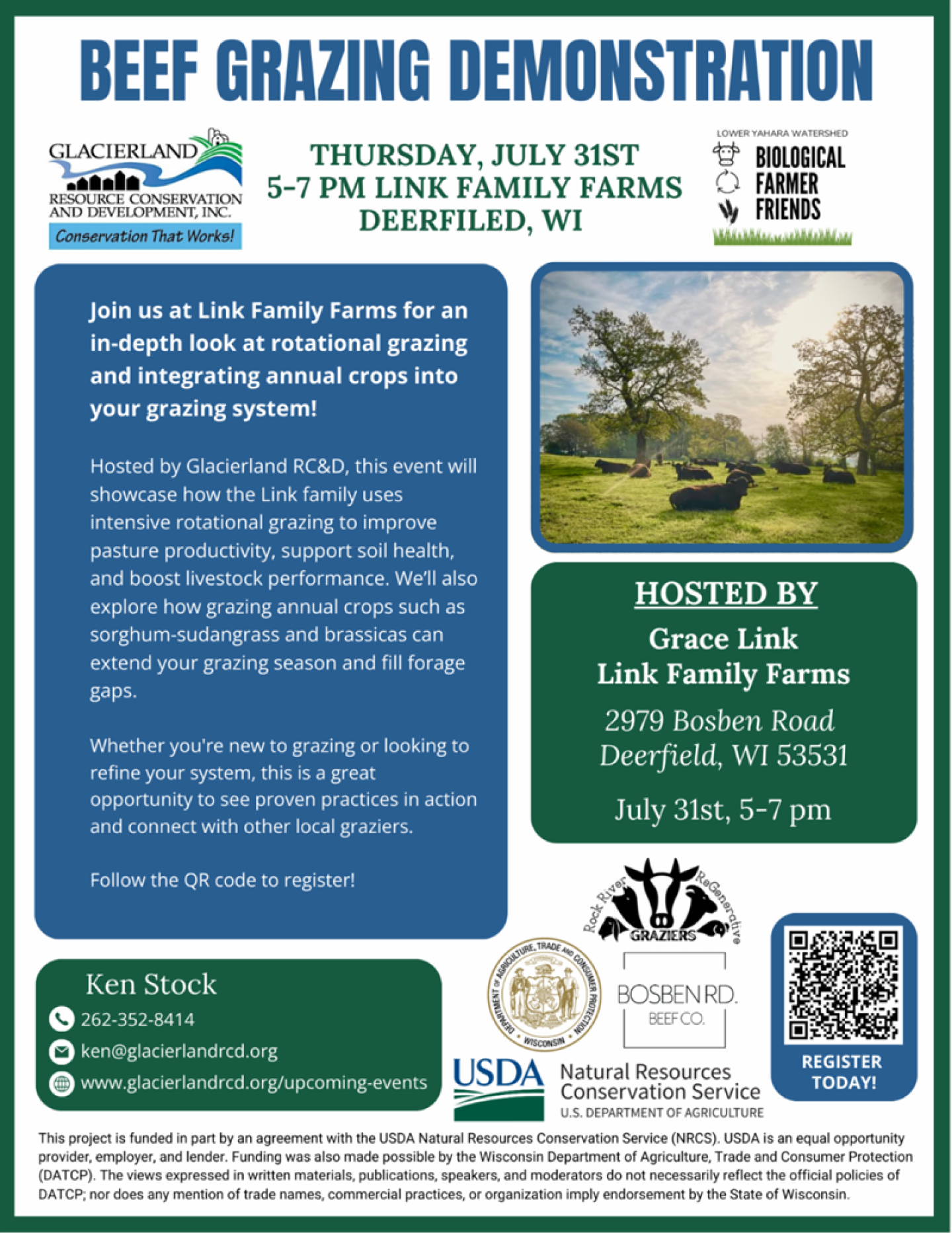 Flyer for beef grazing demonstration.