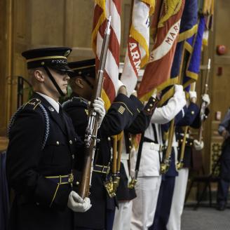 The United States Military District of Washington Joint Armed Forces Color Guard presented the colors at the LGBT Pride Observance at the United States Department of Agriculture in Washington, D. C., Thur., Jun. 4, 2015. USDA photo by Bob Nichols.
