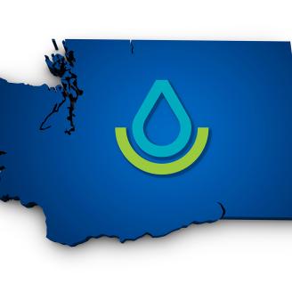 Graphic of Washington State with NRCS Raindrop