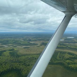 Alaska land as seen from a small plane window