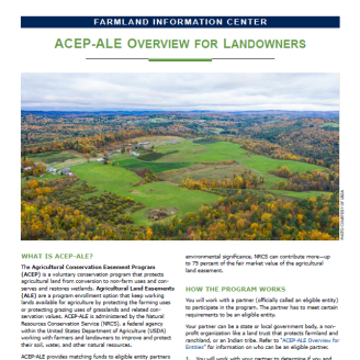 American Farmland Trust ACEP-ALE Overview for Landowners