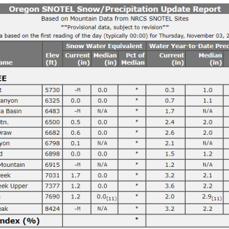 Example of a Snow and Precipitation Update Report