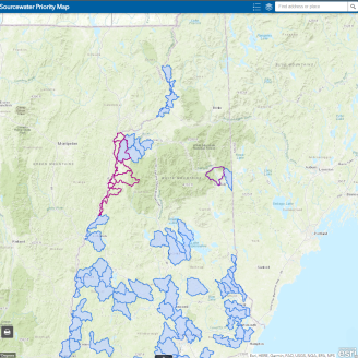 A picture of map showing Source Water Protection focus areas in New Hampshire 