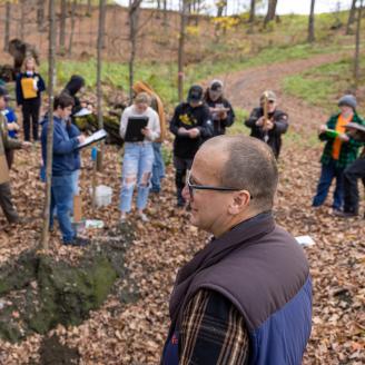 Soil Scientist Chadd Cupit speaks to students