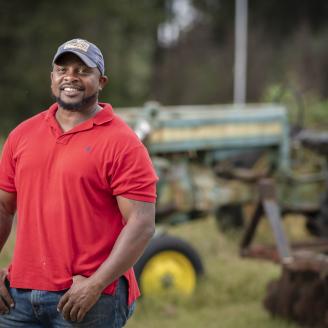 Jon Jackson, executive director of Comfort Farms in Milledgeville, Georgia.
Jackson has received an outreach grants from FSA, NRCS, as well as an Office of Advocacy and Outreach (OAO) 2501 grant to provide outreach and technical assistance. Although they are not currently enrolled in any FSA or NRCS programs they have utilized the technical assistance afforded to them from NRCS and put on several outreach workshops with FSA focusing on veterans.
Photo by Preston Keres