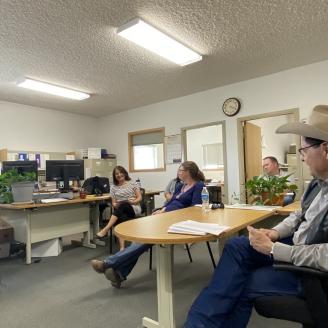 FSA Administrator Zach Ducheneaux met with the Glacier County FSA employees in Cut Bank, Montana, on May 24, 2022, to explore ways to improve program and service delivery for agricultural producers.
(USDAFSA photo by Jennifer Perez)