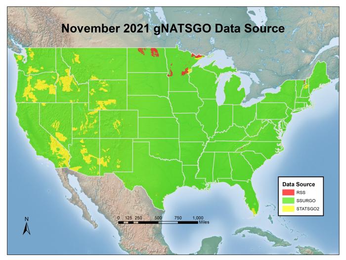 Map showing the sources of data for gNATSGO.