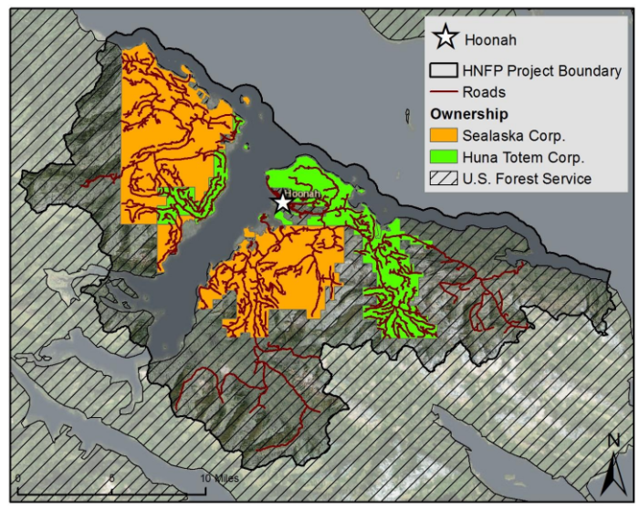 Map of Hoonah RCPP project in Southeast Alaska