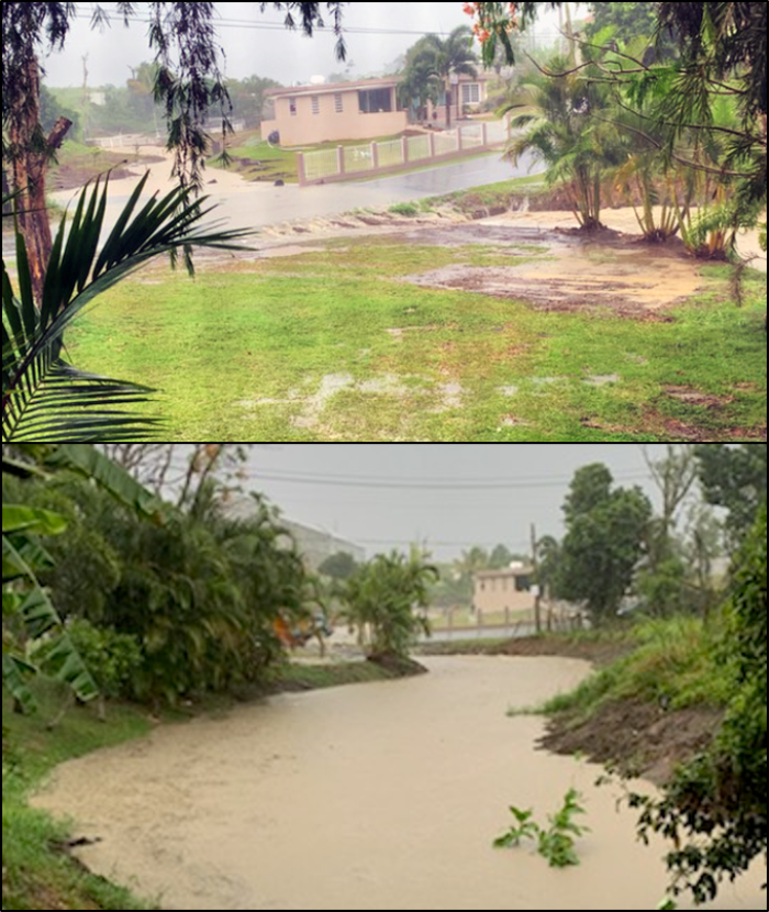 Aibonito, Puerto Rico, stream before implementation of post-Maria EWP project (top) and after (bottom) - June 2020.