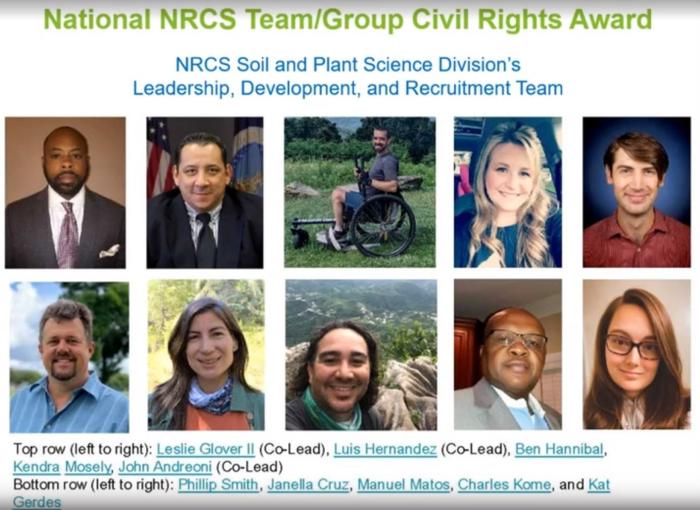 NRCS Soil and Plant Science Division's Leadership, Development, and Recruitment Team, winners of Natl. NRCS Team/Group Civil Rights Award.