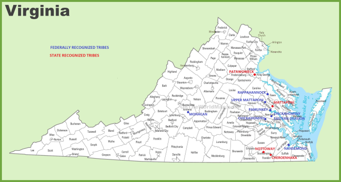 Tribal Map of Virginia's Federal and State Recognized Tribes