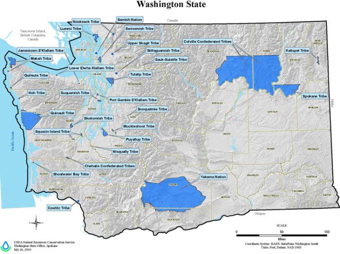 Map of Native Tribes in Washington