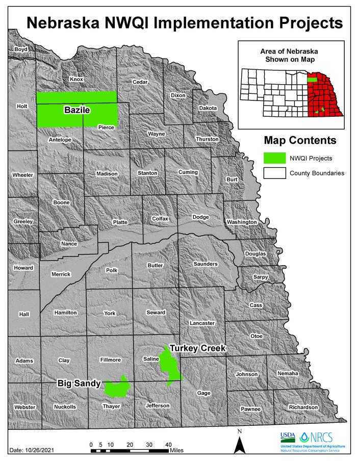 Map of watersheds in eastern Nebraska.