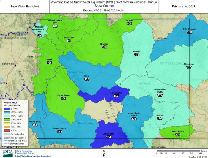 Map screengrab of Wyoming Water report Feb 7 2023