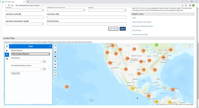 Screenshot of Lab Data Mart for entering customized data requests along with a map of the United States.