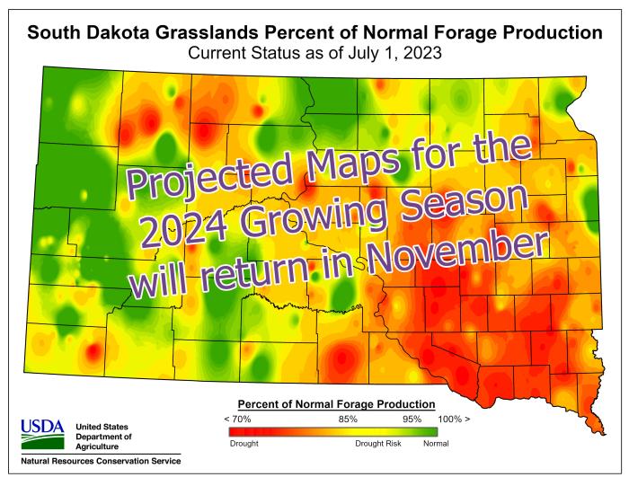 SD Projected Drought Status July 1, 2023