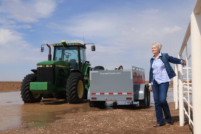 Terry Brandvik at her farm in Stratford, Texas.