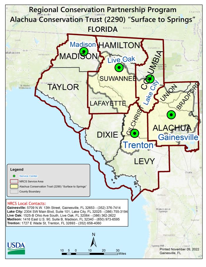 Map of Florida RCPP Surface to Springs area uploaded December 2023