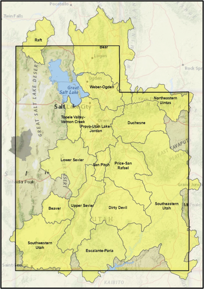 Map of major utah basins