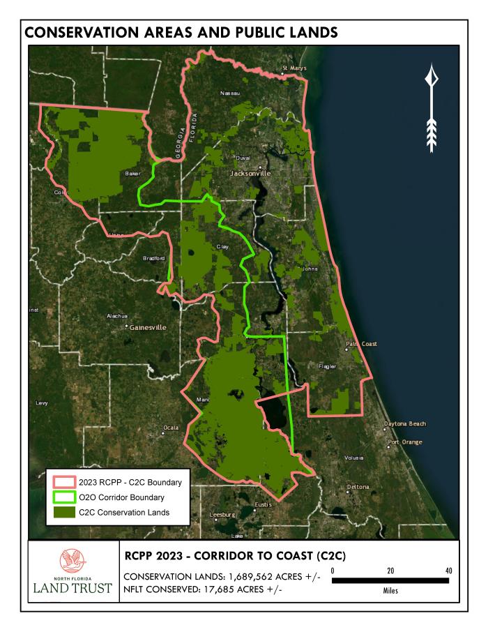 Florida RCPP map of Corridor to Coast Project Area