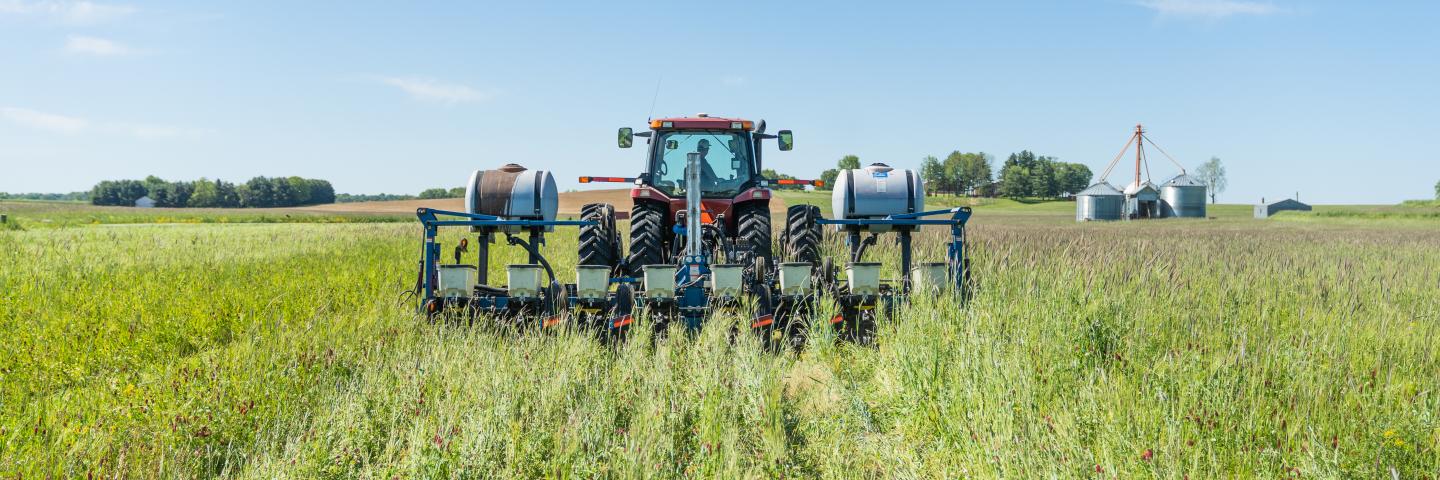 Patrick Bittner, a farmer in Evansville Indiana, plants corn directly into his cover crops on May 13, 2021.