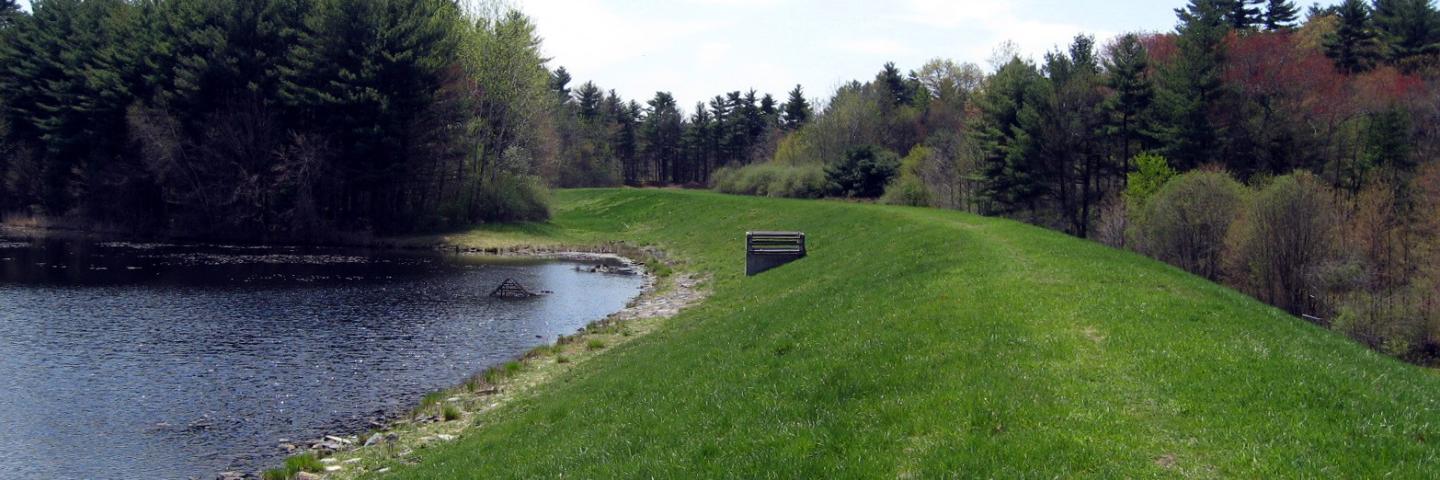 The Allen Site flood control dam in Walpole, Massachusetts